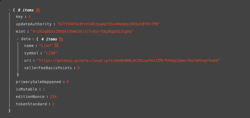 Token metadata on Solscan